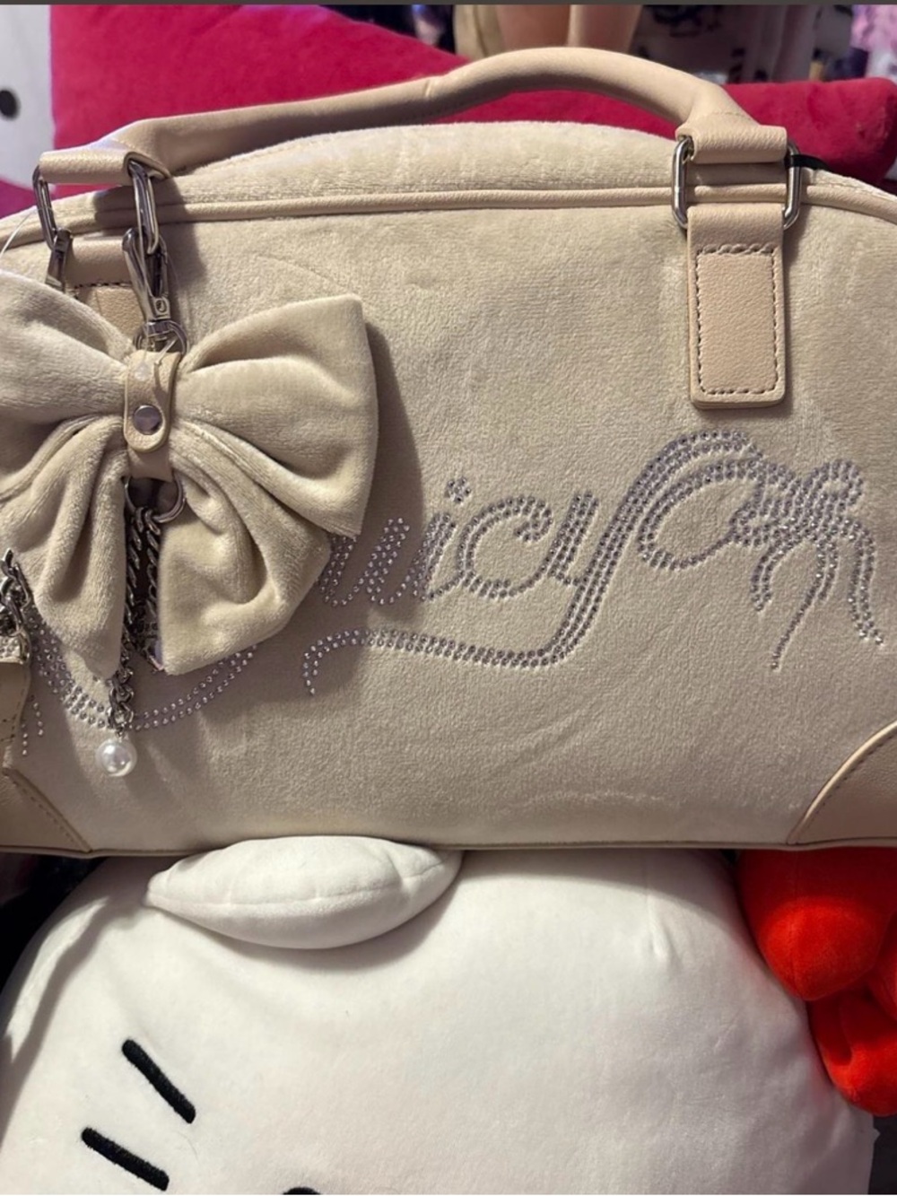 Juicy couture cream Bow Satchel with Crystal Logo